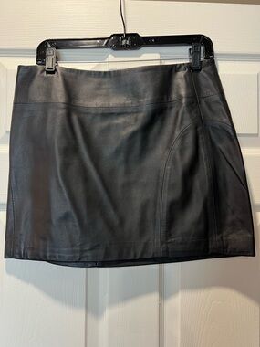 L.A.M.B. Black Leather Mini Skirt